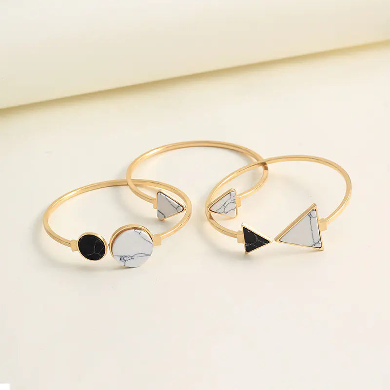 BZ0885 Triangle and Round Turquoise Bracelet Set