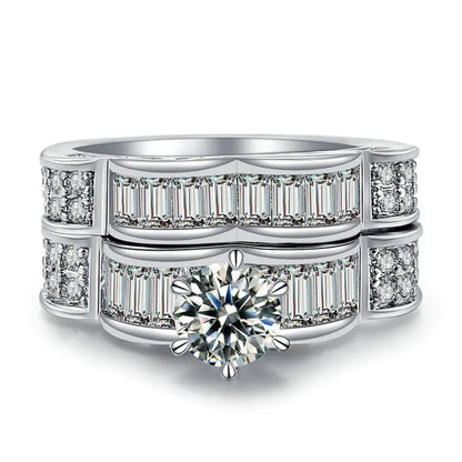 Luxury Double Layer Engagement Ring with Square Zirconia