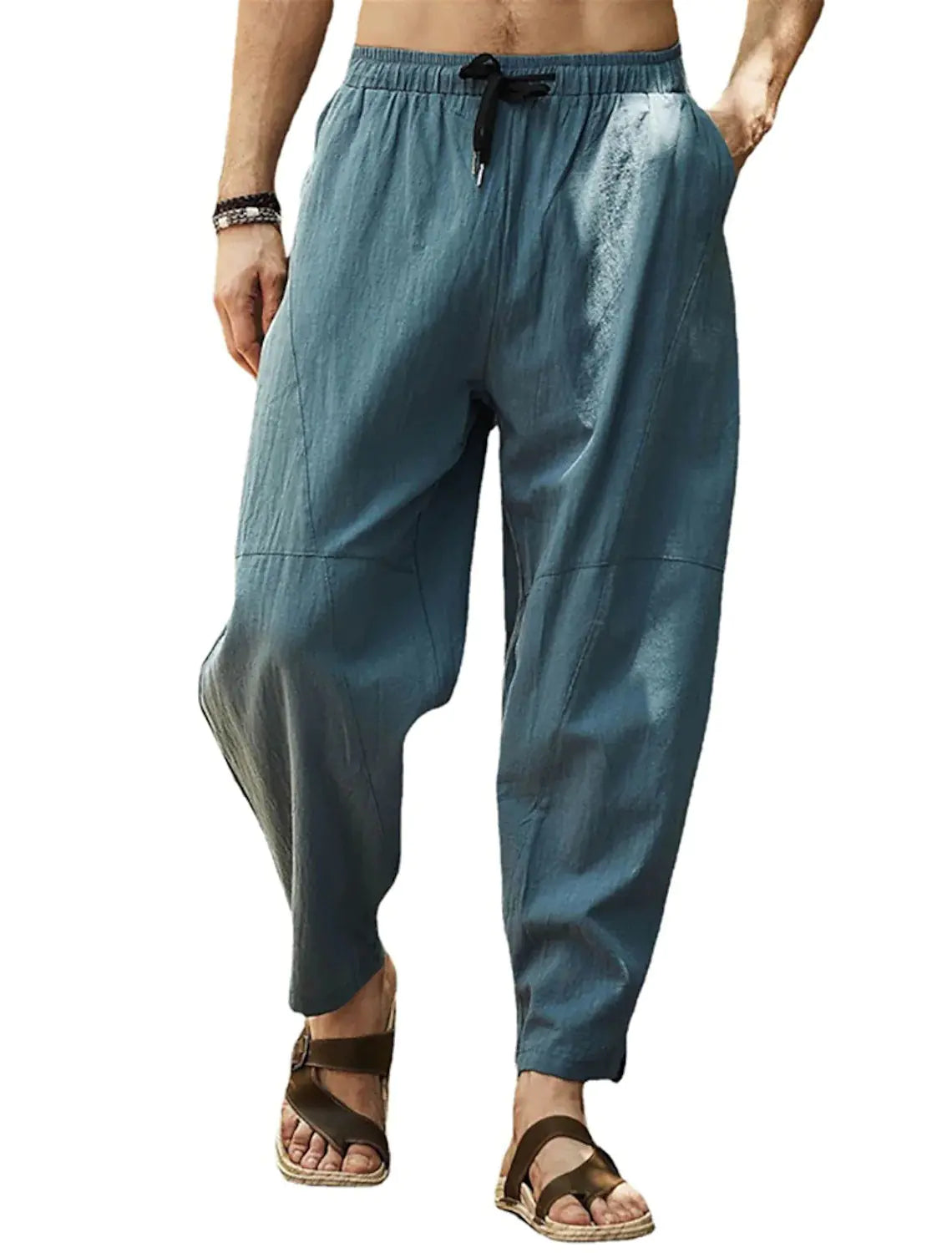 2024 Men's Plus Size Casual 3/4 Pants with Drawstring