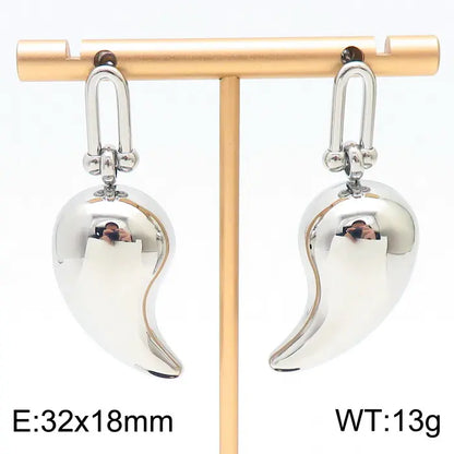 Trendy Hollow Water Drop Earrings in Stainless Steel