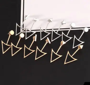 Geometric Hollow Triangle Metal Stud Earrings