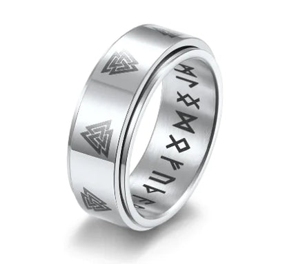 Rotatable Triangle Pattern Stainless Steel Ring