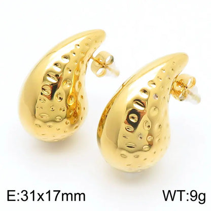 Trendy Hollow Water Drop Earrings in Stainless Steel