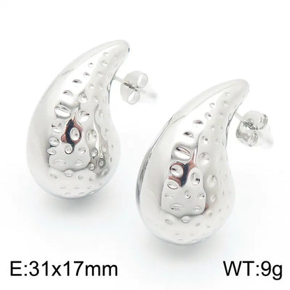Trendy Hollow Water Drop Earrings in Stainless Steel