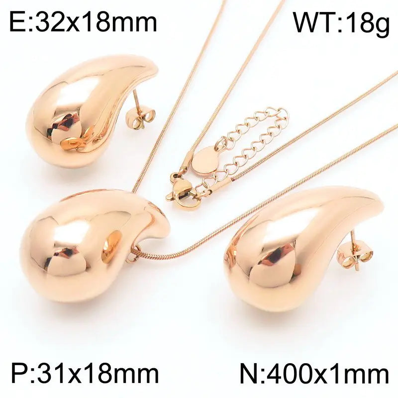 Trendy Hollow Water Drop Earrings in Stainless Steel
