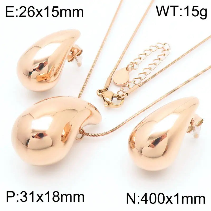 Trendy Hollow Water Drop Earrings in Stainless Steel