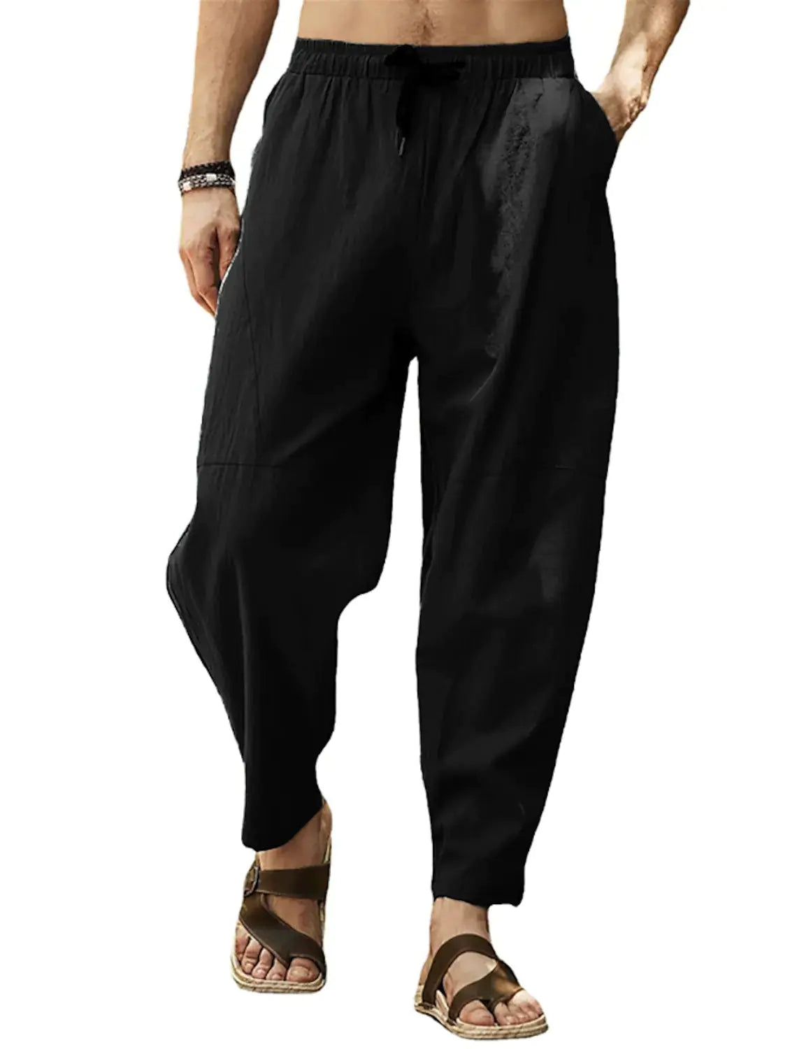 2024 Men's Plus Size Casual 3/4 Pants with Drawstring