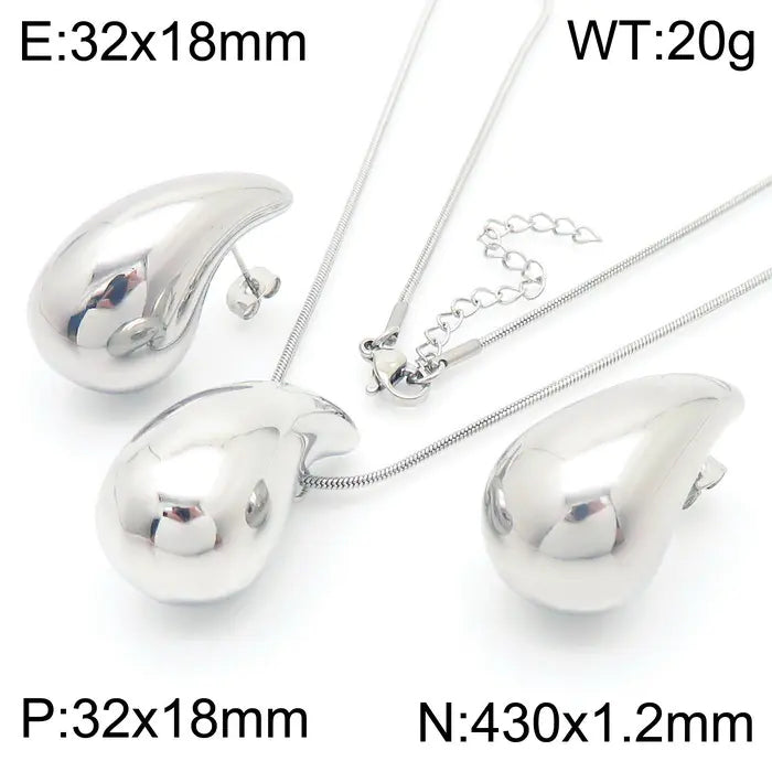Trendy Hollow Water Drop Earrings in Stainless Steel