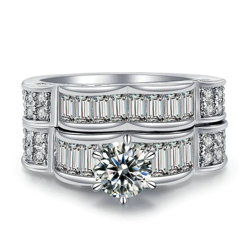 Luxury Double Layer Engagement Ring with Square Zirconia