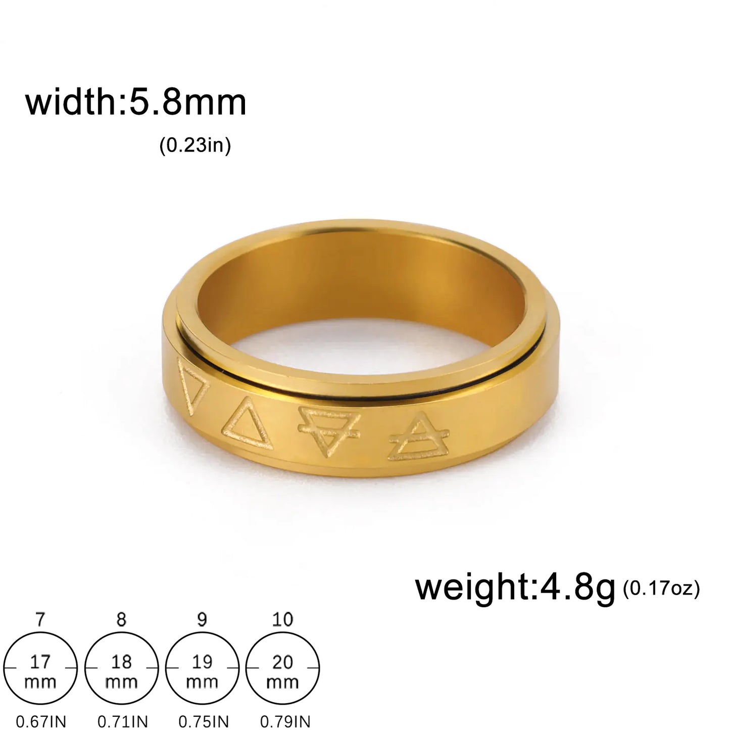 Rotatable Triangle Pattern Stainless Steel Ring