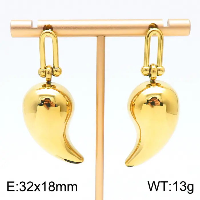 Trendy Hollow Water Drop Earrings in Stainless Steel