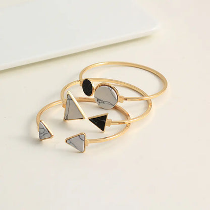 BZ0885 Triangle and Round Turquoise Bracelet Set