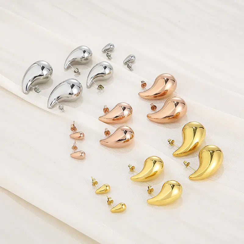 Trendy Hollow Water Drop Earrings in Stainless Steel