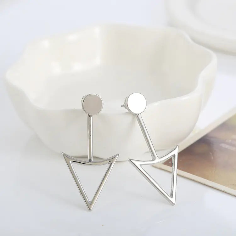 Geometric Hollow Triangle Metal Stud Earrings
