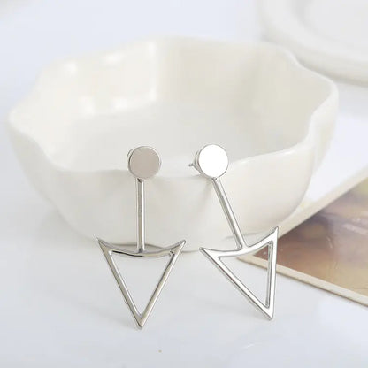 Geometric Hollow Triangle Metal Stud Earrings