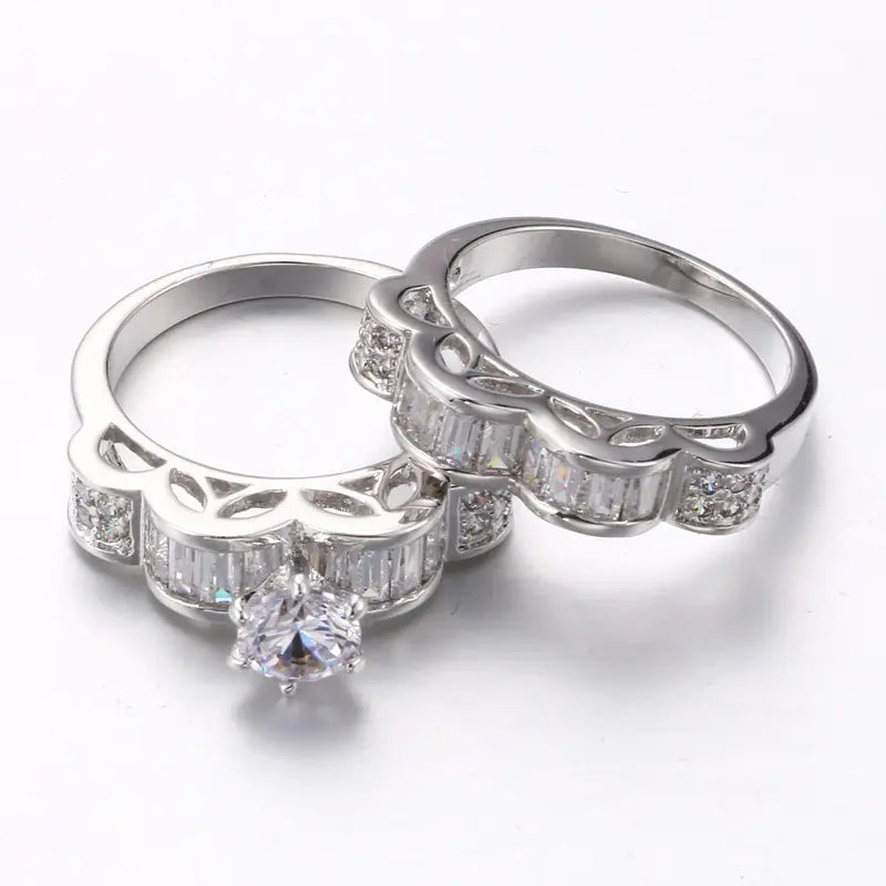 Luxury Double Layer Engagement Ring with Square Zirconia