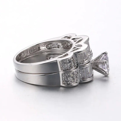 Luxury Double Layer Engagement Ring with Square Zirconia