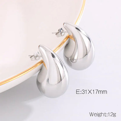 Trendy Hollow Water Drop Earrings in Stainless Steel