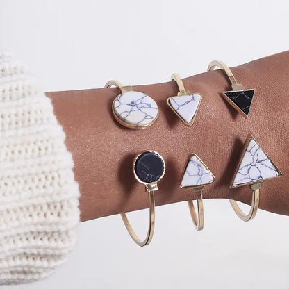 BZ0885 Triangle and Round Turquoise Bracelet Set