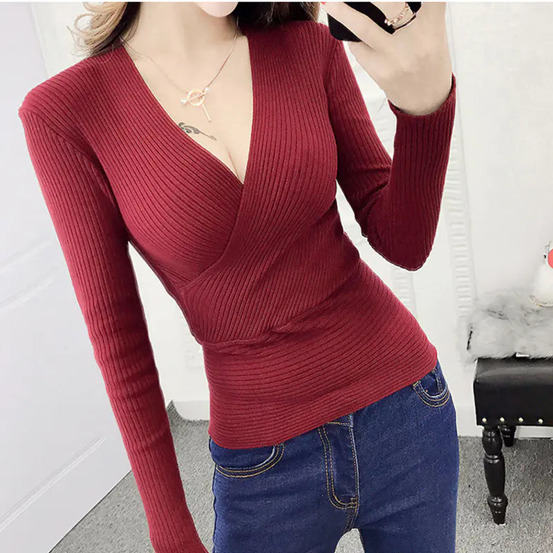 Knit Base Top, V-Neck Sweater