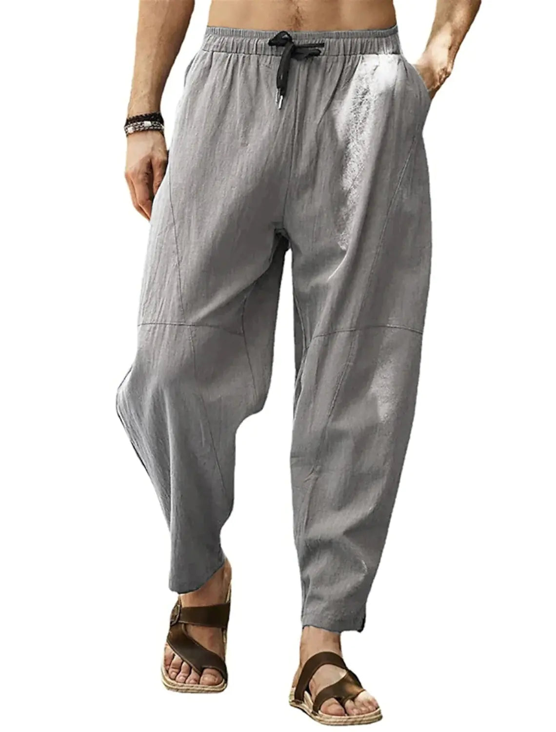 2024 Men's Plus Size Casual 3/4 Pants with Drawstring