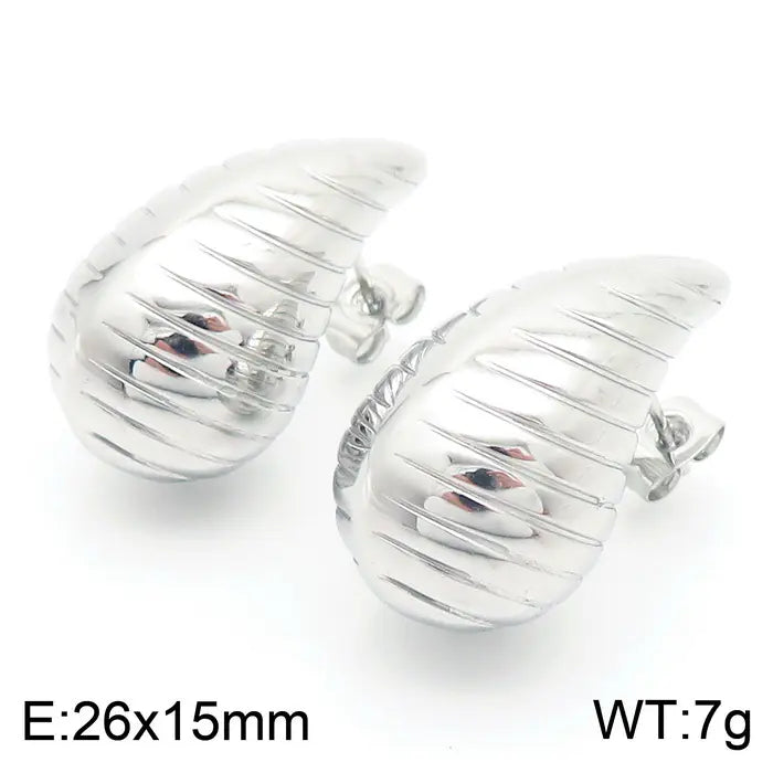 Trendy Hollow Water Drop Earrings in Stainless Steel
