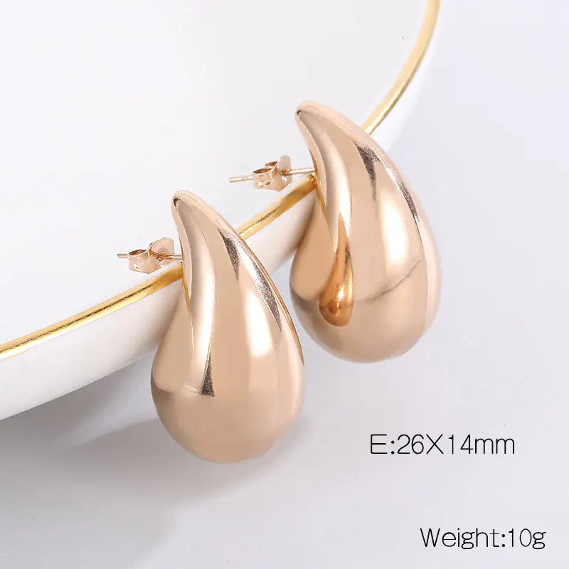 Trendy Hollow Water Drop Earrings in Stainless Steel