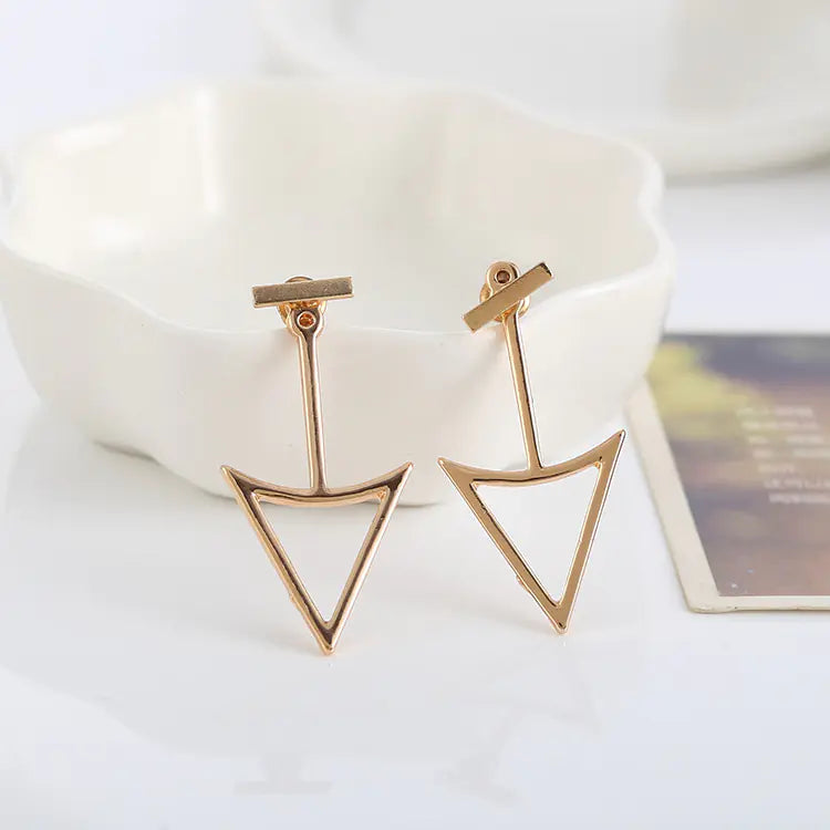 Geometric Hollow Triangle Metal Stud Earrings