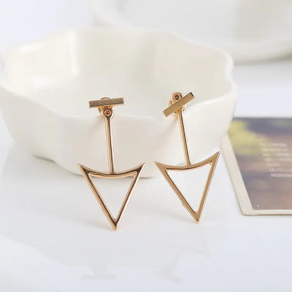 Geometric Hollow Triangle Metal Stud Earrings