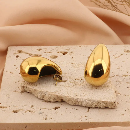 Trendy Hollow Water Drop Earrings in Stainless Steel