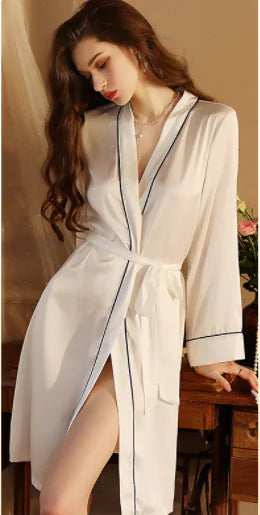 V-Neck Long Sleeve Dress with Belt and Lace Pockets