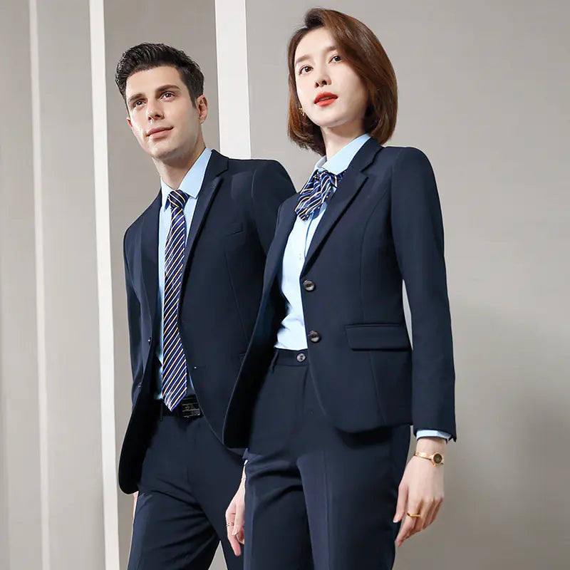 Navy Blue Women's Suit Set for Professional Workwear