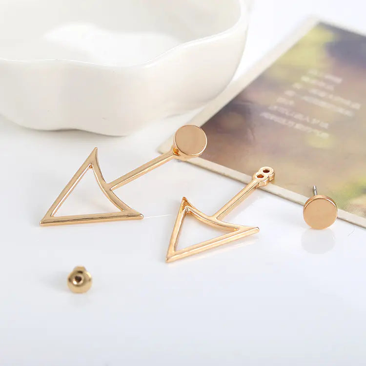 Geometric Hollow Triangle Metal Stud Earrings