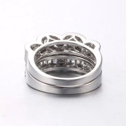 Luxury Double Layer Engagement Ring with Square Zirconia