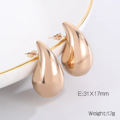 Trendy Hollow Water Drop Earrings in Stainless Steel