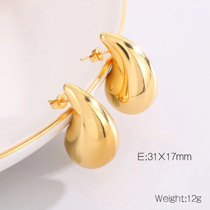 Trendy Hollow Water Drop Earrings in Stainless Steel