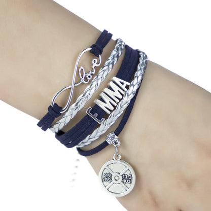 Vintage Woven Bracelet with Letters and Dumbbell Beads