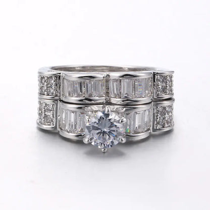 Luxury Double Layer Engagement Ring with Square Zirconia